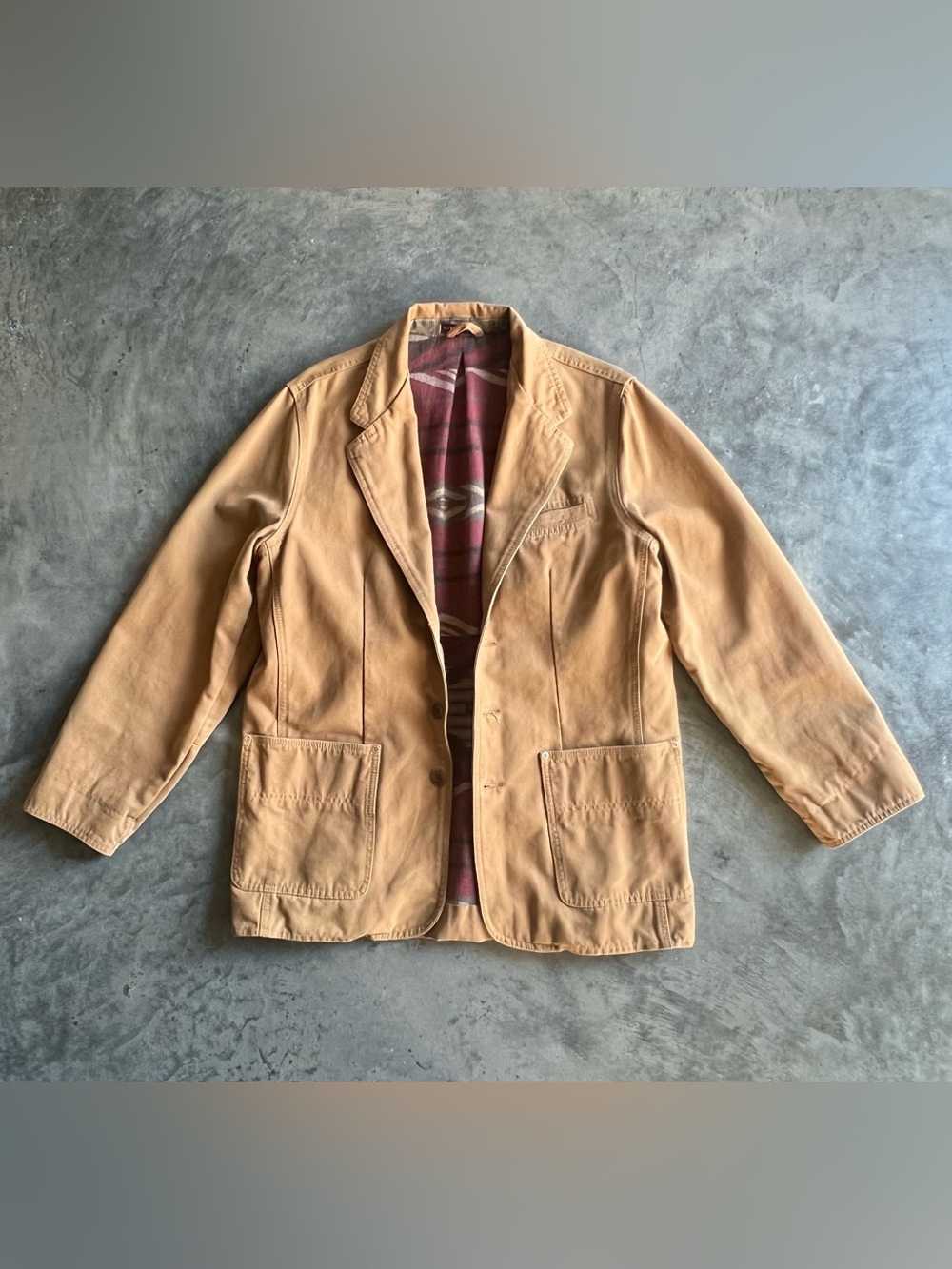 Vintage Territory Ahead Canvas Western Ranch wear Blazer Jacket w/ Aztec lining